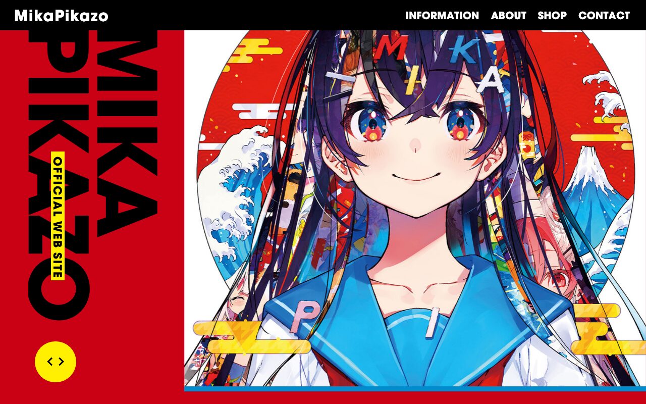 Mika Pikazo の公式サイトのファーストビュー