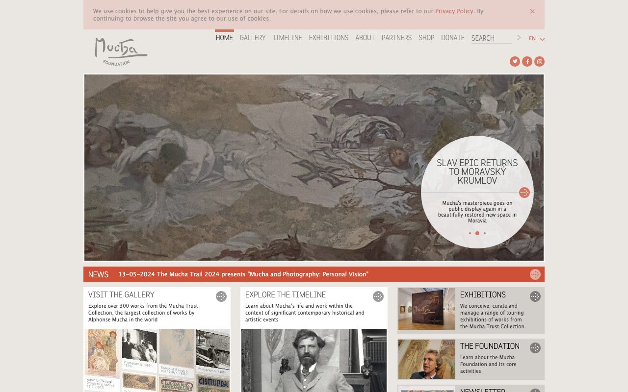 アルフォンス・ミュシャ（Alphonse Mucha） の公式サイトのファーストビュー