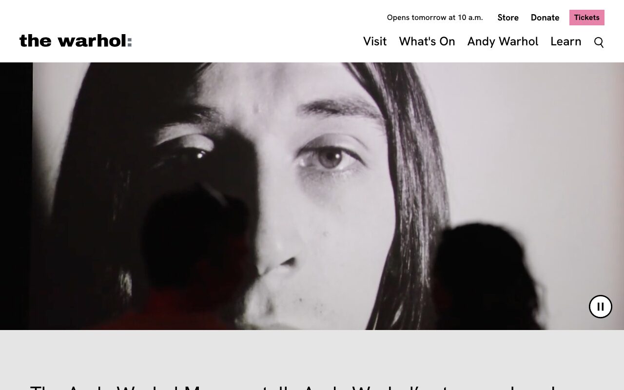 アンディ・ウォーホル（Andy Warhol） の公式サイトのファーストビュー